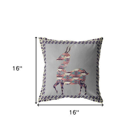 20" Purple Cream Boho Deer Suede Throw Pillow