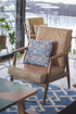20” Turquoise Red Trellis Suede Throw Pillow