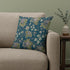 20” Teal Green Jacobean Suede Throw Pillow