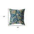 20” Teal Green Jacobean Suede Throw Pillow