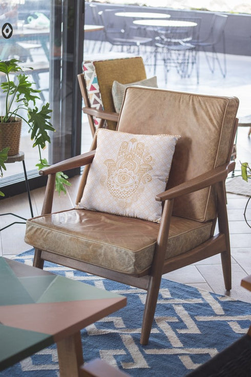 20” Gold White Hamsa Boho Suede Throw Pillow