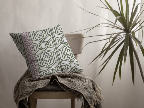 20" White Bird Maze Decorative Suede Throw Pillow