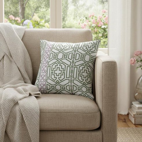 20" White Bird Maze Decorative Suede Throw Pillow