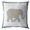 20” Gold White Elephant Boho Suede Throw Pillow