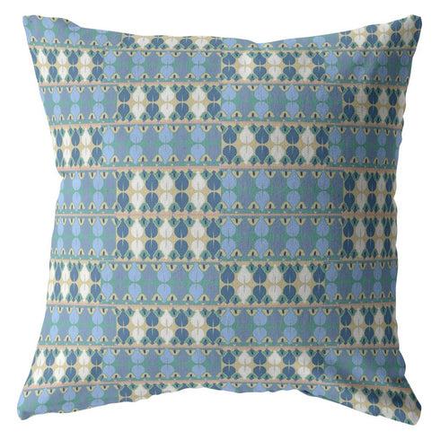 20" Blue Cream Spades Suede Throw Pillow