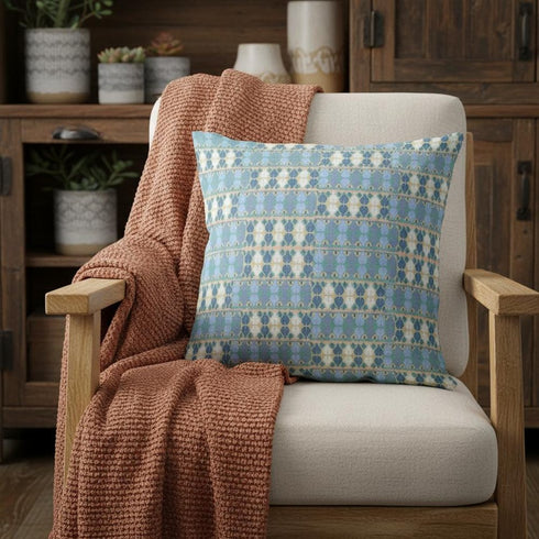20" Blue Cream Spades Suede Throw Pillow