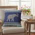 20” Navy Ornate Elephant Suede Throw Pillow