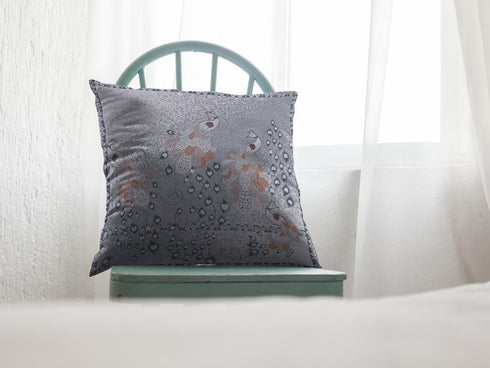 20” Gray Orange Boho Bird Suede Throw Pillow