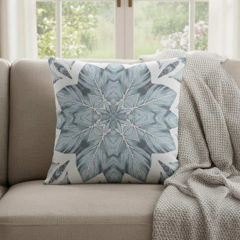 20" Blue Floral Forest Suede Throw Pillow