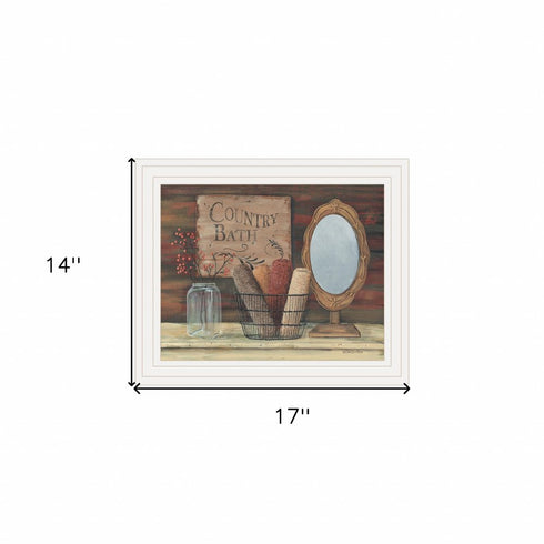 Country Bath 6 White Framed Print Bathroom Wall Art