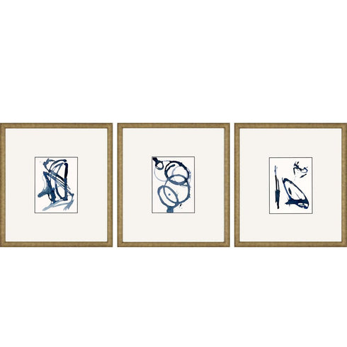 Set Of Three Mayhem II Framed Art Gold Picture Frame Print Wall Art