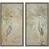 Set Of Two Wading Heron Canvas Silver Floater Frame Print Wall Art