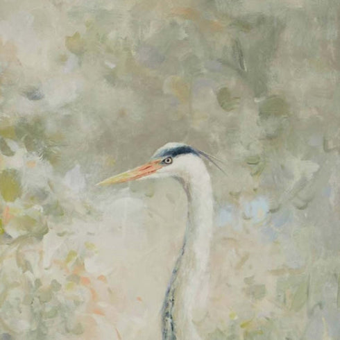 Set Of Two Wading Heron Canvas Silver Floater Frame Print Wall Art