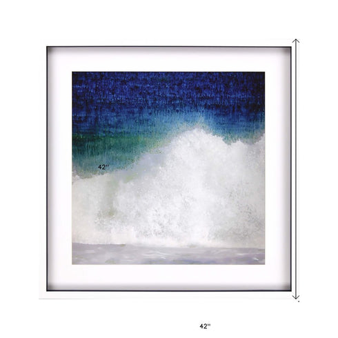 Blue Ocean Splash High White Shadowbox Framed Wall Art