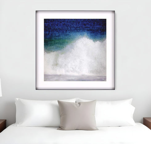 Blue Ocean Splash High White Shadowbox Framed Wall Art