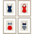 Set Of Four Red White And Blue Swimsuits Framed Print Wall Art