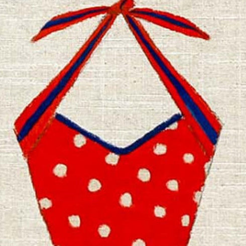 Set Of Four Red White And Blue Swimsuits Framed Print Wall Art