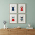 Set Of Four Red White And Blue Swimsuits Framed Print Wall Art