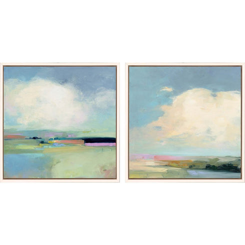 Set Of Two Colorful Horizon White Floater Frame Print Wall Art