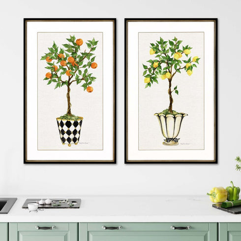 Set Of Two Fruit Topiary Black Framed Print Wall Art