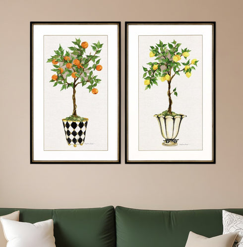 Set Of Two Fruit Topiary Black Framed Print Wall Art