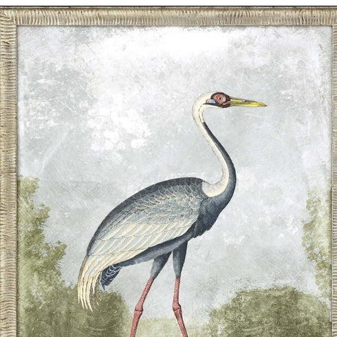 Set Of Two Cranes I Silver Framed Print Wall Art
