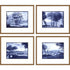 Set Of Four Pastoral Toile Gold Framed Print Wall Art