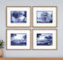 Set Of Four Pastoral Toile Gold Framed Print Wall Art