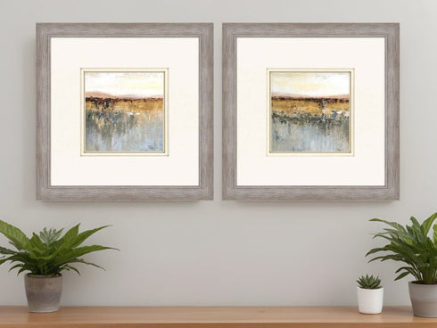 Set Of Two Antique Contemporary Framed Art Silver Picture Frame Print Wall Art