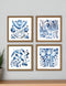 Set Of Four Indigo Ornament I Gold Framed Print Wall Art