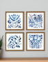 Set Of Four Indigo Ornament I Gold Framed Print Wall Art