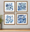 Set Of Four Indigo Ornament II Gold Framed Print Wall Art