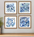 Set Of Four Indigo Ornament II Gold Framed Print Wall Art