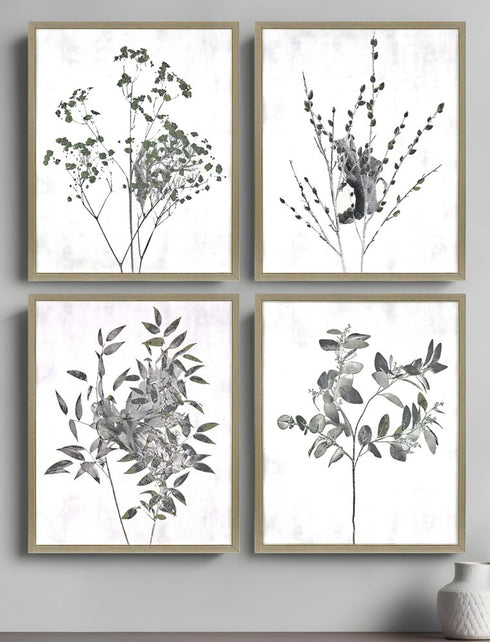 Set Of Four Floral Wild Gold Framed Print Wall Art