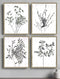 Set Of Four Floral Wild Gold Framed Print Wall Art