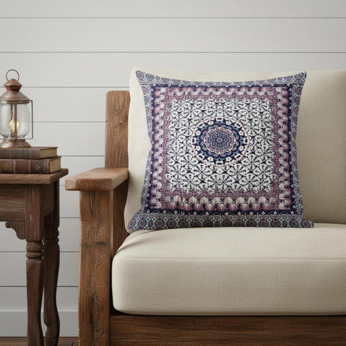 20" X 20" Gray Pink Floral Blown Seam Suede Throw Pillow