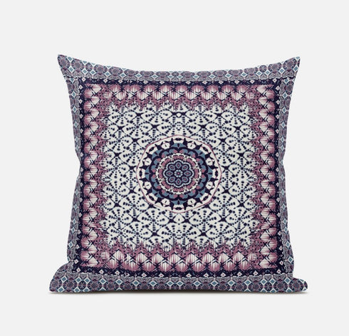20" X 20" Gray Pink Floral Blown Seam Suede Throw Pillow