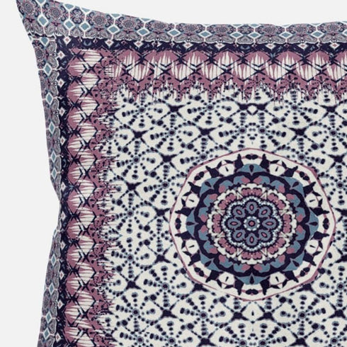 20" X 20" Gray Pink Floral Blown Seam Suede Throw Pillow