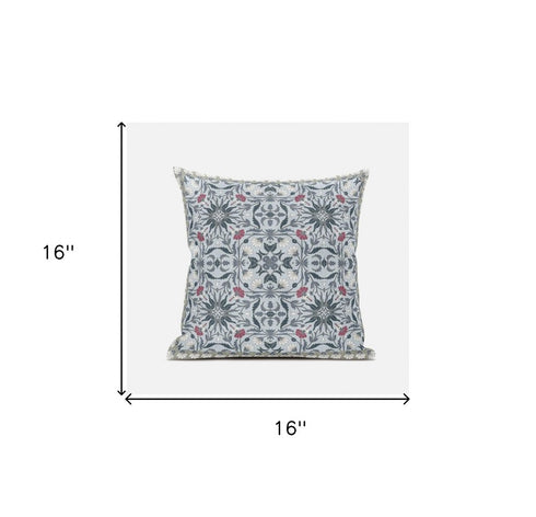 18" X 18" Muted Orange And Indigo Paisley Blown Seam Suede Throw Pillow