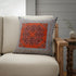 20" X 20" Red Gray Geometric Blown Seam Suede Throw Pillow