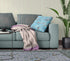 20" X 20" Bright Blue And Gray Paisley Blown Seam Suede Throw Pillow