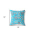 20" X 20" Bright Blue And Gray Paisley Blown Seam Suede Throw Pillow