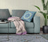 20" X 20" Blue And Purple Geometric Blown Seam Suede Throw Pillow