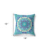 20" X 20" Blue And Purple Geometric Blown Seam Suede Throw Pillow