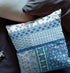 20"X20" Blue And White Microsuede Patchwork Blown Seam Pillow