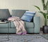 20"X20" Blue And White Microsuede Patchwork Blown Seam Pillow