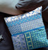 20"X20" Blue And White Microsuede Patchwork Blown Seam Pillow