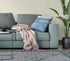 20"X20" Blue And White Microsuede Patchwork Blown Seam Pillow