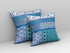 20"X20" Blue And White Microsuede Patchwork Blown Seam Pillow