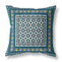 20" X 20" Blue And Beige Floral Blown Seam Suede Throw Pillow